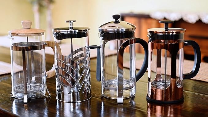 Elanze Designs Natural Grain 1 Liter Large Glass and Bamboo French Press Coffee and Loose Leaf Tea Maker