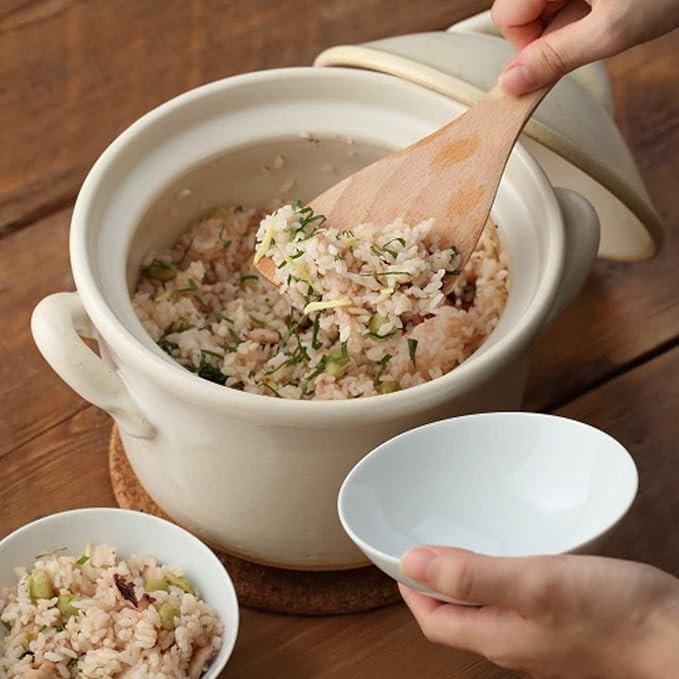 Japanese Donabe Cocer Rice Cooking Pot 3 Go 2200cc White