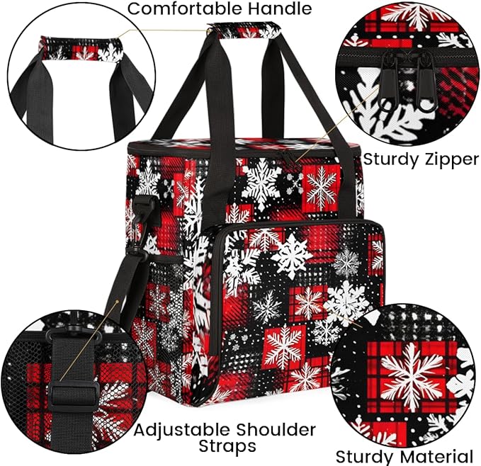 Xmas Snowflakes Coffee Maker Carrying Bag Christmas Snowflakes Travel Storage Bag Compatible with K-Mini or K-Mini Plus Single Serve Coffee Brewer Carrying Case with Pockets &amp Shoulder Strap