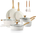 SENSARTE Nonstick Ceramic Cookware Set 16-Piece Healthy Pots and Pans Set Non-toxic Kitchen Cooking Set with Stay-Cool Handles Silicone Utensils and Pot Protectors PFAS/PTFE/PFOA Free