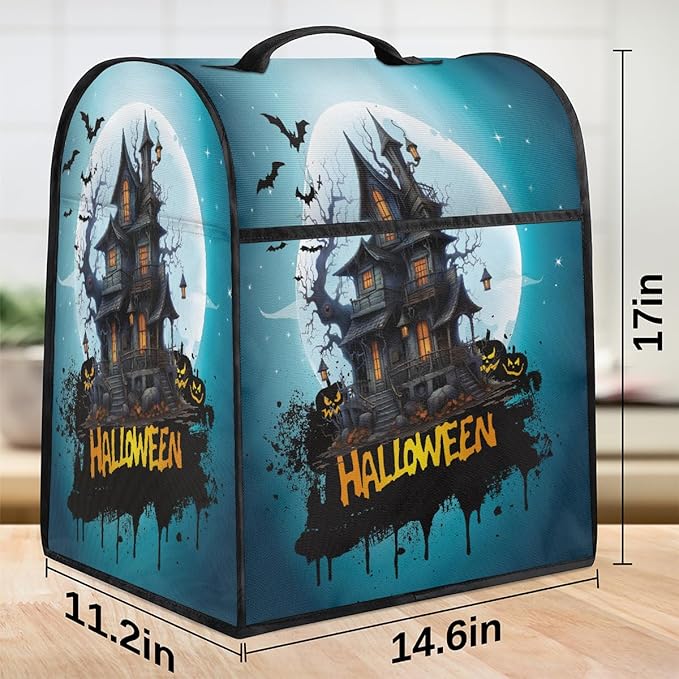 cfpolar Kitchen Aid Mixer Cover Compatible with 6-8 Quarts Halloween Bat Castle Moon Stand Mixer Cover Kitchen Aid Mixers Accessories Appliance Organizer Bag Dust Covers with Zipper Pocket