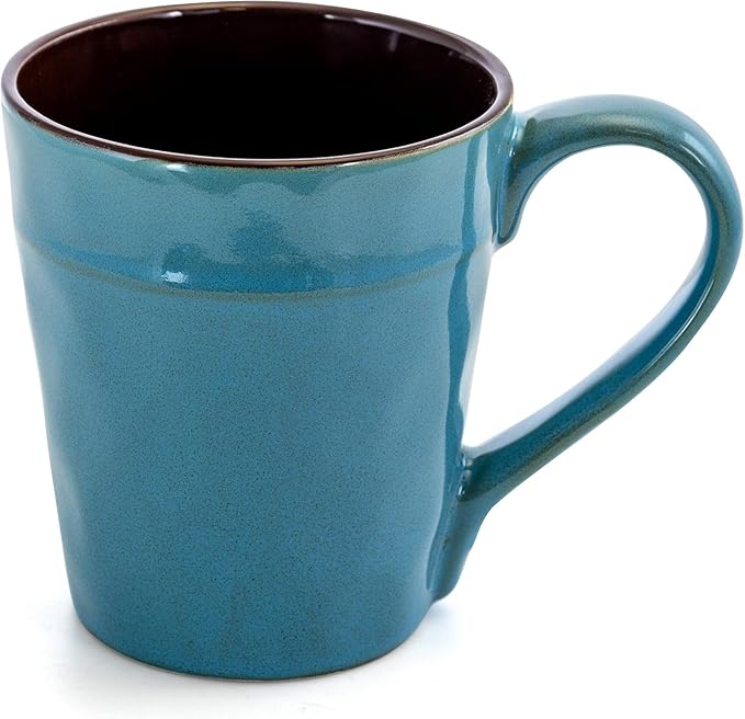 16 Piece Turquoise Stoneware Dinnerware Set – Textured Plates Bowls &amp Mugs for 4 Dishwasher &amp Microwave Safe