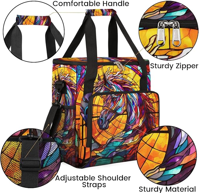 Coffee Maker Carrying Bag Horse Glass Single Cup Coffee Maker Travel Bag Compatible with Keurig K-Mini or K-Mini Plus Portable Storage Bag with Shoulder StrapAZ-198