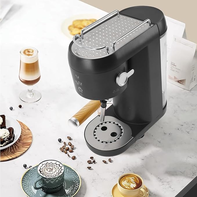 Italian Coffee Machine Semi-Automatic 1000ml Household Small Fully Semi-Automatic Household Small Coffee Machine American One Milk Foam Machine(Us Version 110v)