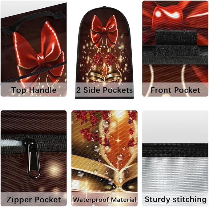 cfpolar Kitchen Aid Mixer Cover Compatible with 6-8 Quarts Christmas Red Bells Xmas Stand Mixer Cover Kitchen Aid Mixers Accessories Appliance Organizer Bag Dust Covers with Zipper Pocket