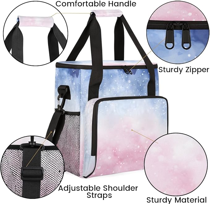 Glitter Coffee Maker Carrying Bag Pink Blue Portable Travel Storage Tote Bag Compatible with K-Mini or K-Mini Plus Single Serve Coffee Brewer Carrying Case with Multiple Pockets &amp Shoulder Strap