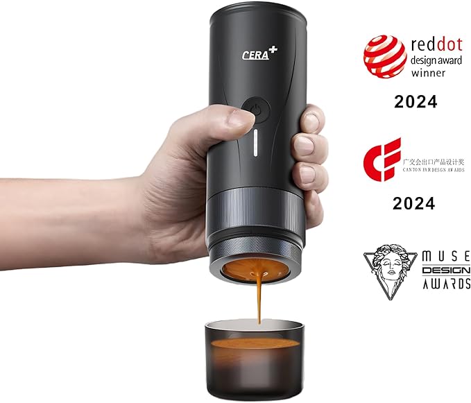 CERA+ Portable Espresso Maker Pro Version Self-Heating Professional-Level Mini Coffee Machine Compatiable with Ultra-Fine Grind For TravelCampingHiking