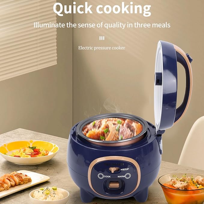 Diydeg Mini Rice Cooker 350W Electric Small Rice Maker with Steam Rack and 1.8L Nonstick Aluminum Alloy Inner Pot for Soup Grain Versatile Pot for Home Kitchen and Dorms (US Plug 110V)