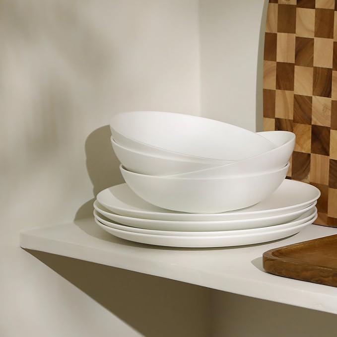 Stone Lain Taglio 12-Piece Dinnerware Set Bone China Matte White