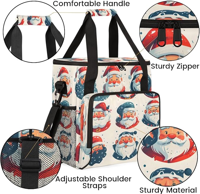 Colorful Santa Claus Coffee Maker Carrying Bag Xmas Santa Claus Travel Storage Bag Compatible with K-Mini or K-Mini Plus Single Serve Coffee Brewer Carrying Case with Pockets &amp Shoulder Strap