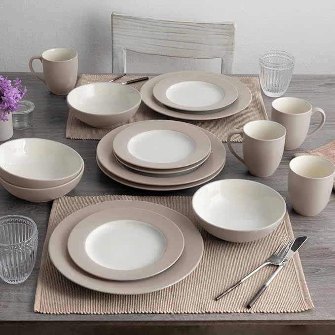 Noritake Colorwave Sand 16-Piece Rim Dinnerware Set Service For 4