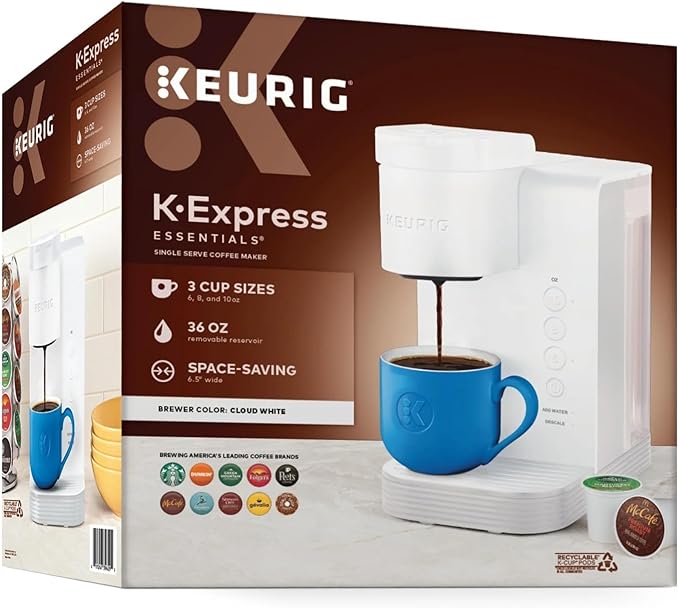 Keurig K-Express Essentials Single-Serve K-Cup Pod Coffee Maker (Cloud White)