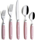 ANNOVA Silverware Set Retro/Rivet Colorful Stainless Steel Tableware Kitchen Flatware Set Utensils Includes Dinner Knives Forks Spoons Salad Forks &amp Dessert Spoons (Light Pink 20 Pieces)