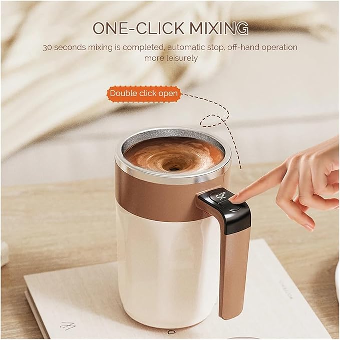 Self Stirring Coffee Mug Automatic Stirring 400ml Smart Mixing Cup Mini Electric Coffee Self Mixing Mug Lazy Milkshake Rotating BlenderElectric Stirring Cup(Brown)