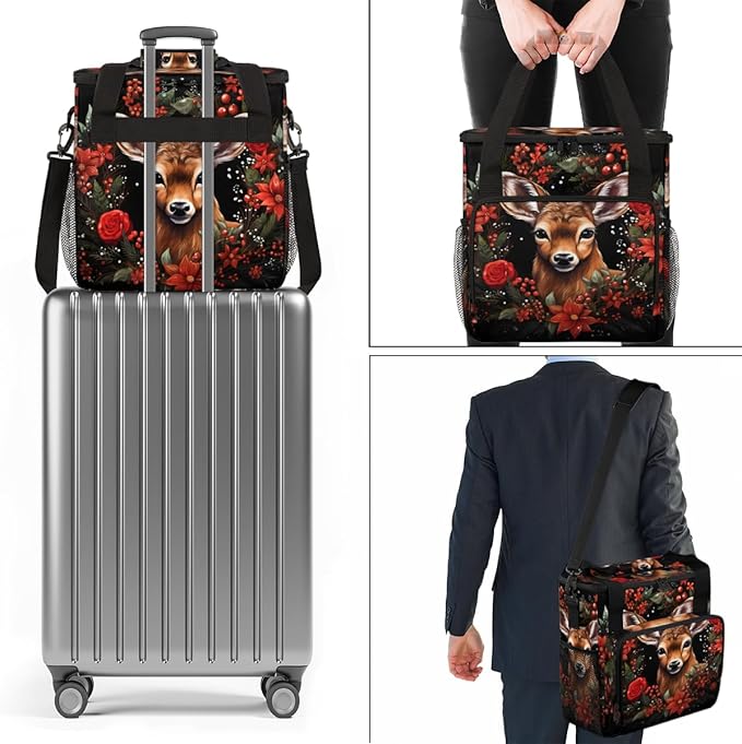 Flowers Giraffe Coffee Maker Carrying Bag Gorgeous Giraffe Travel Storage Bag Compatible with K-Mini or K-Mini Plus Single Serve Coffee Brewer Carrying Case with Multiple Pockets &amp Shoulder Stra