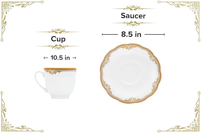 Dinnerware Set Service for 4-20 Piece Gold Floral Design Dishes Set for 4 - Luxurious Plates and Bowls Dish Set Ceramic Bowl - Kitchen Starter Sets for Apartment and Home (Floral Gold 2020)