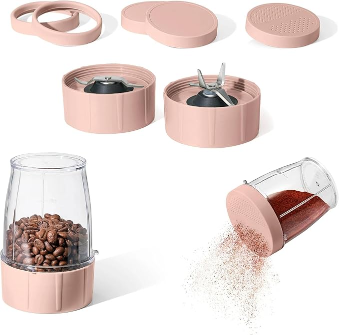 Personal Blender Set 12-Piece 240W Compact Single Serve Blender with Blending and Grinding Cups BPA-Free Dishwasher Safe (Rose)