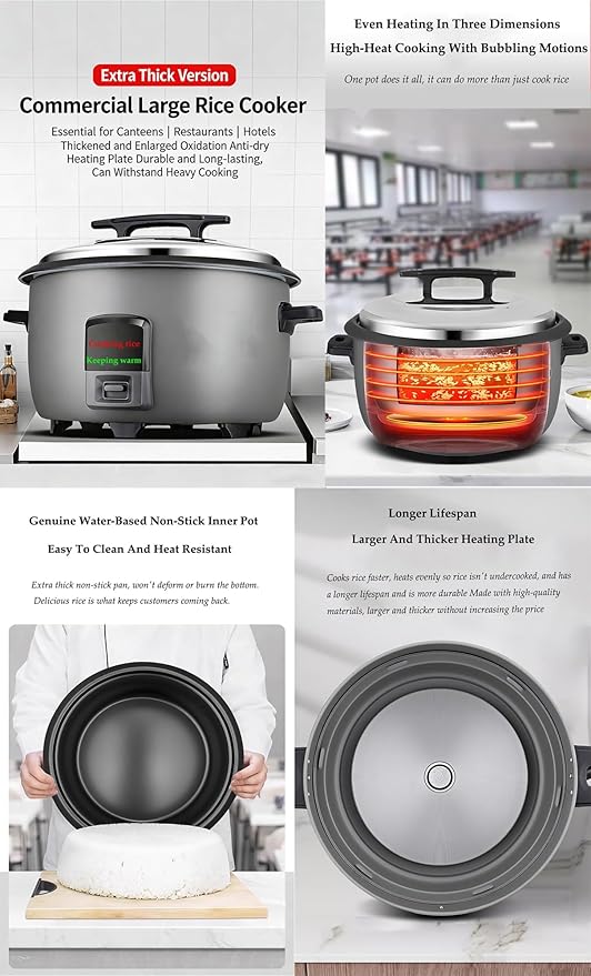 8L-45L Commercial Electric Rice Cooker Large Capacity Rice Cooking Pot with One-Touch Operation Fast Even Cooking Non-Stick Inner Pot for Restaurant Hotel Canteen Use(A10L)