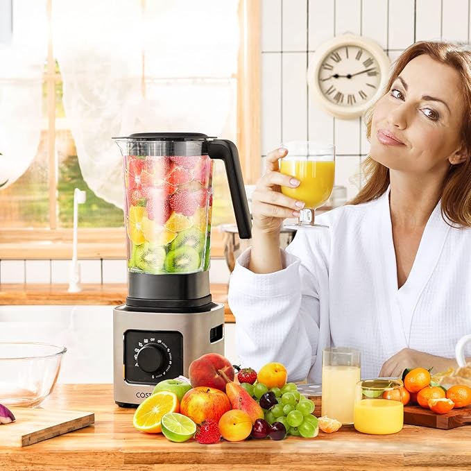 COSTWAY Countertop Blender Powerful Blender with 68 oz Tritan Jar Stainless Steel Blades 5-Level Speed Control &amp 5 Blending Functions 1500W Professional Blender for Milkshake &amp Juice