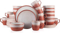Stone Lain Vince Rustic Stoneware Dinnerware Set Service for 8 Red 32 Piece Service for 8