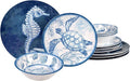 BLACK FOREST DECOR Fathoms 12-Piece Dinnerware Set Decorative Accent 11 Dia.