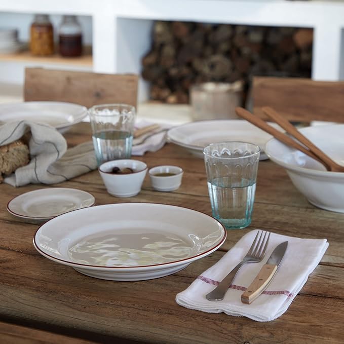 Costa Nova Ceramic Stoneware 5-Piece Place Setting Service for 1 - Beja Collection White &amp Red | Microwave &amp Dishwasher Safe Dinnerware Set | Food Safe Glazing | Restaurant Quality Tableware