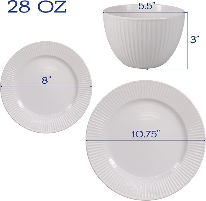 BIA Cordon Bleu Stoneware Sunray 12-Piece Dinnerware Set Cream