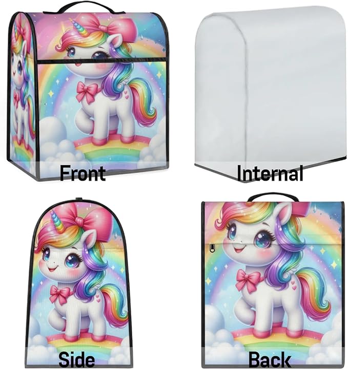 cfpolar Kitchen Aid Mixer Cover Compatible with 6-8 Quarts Unicorn Rainbow Bow Stand Mixer Cover Kitchen Aid Mixers Accessories Appliance Organizer Bag Dust Covers with Zipper Pocket
