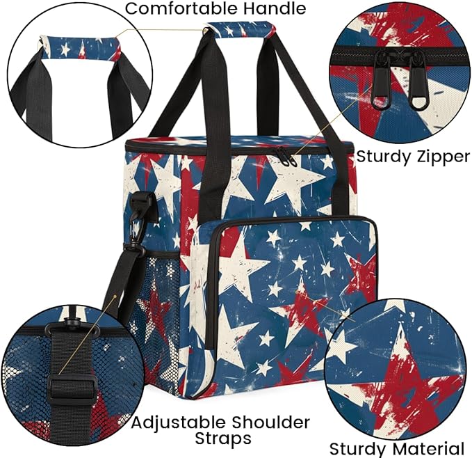 4th of JulyFestivities Coffee Maker Carrying Bag Travel Storage Bag Compatible with K-Mini or K-Mini Plus Single Serve Coffee Brewer Carrying Case with Multiple Pockets &amp Shoulder Strap
