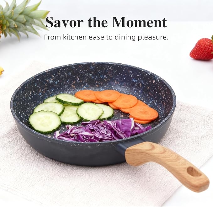 2-Piece Nonstick Cookware Set 8.5 Inch Frying Pan &amp 1.43QT Saucepan with Lid | PFAS &amp PFOA Free Non-Toxic Coating | Induction Compatible Dishwasher Safe | Pots and Pans Set for Beginner Kitc