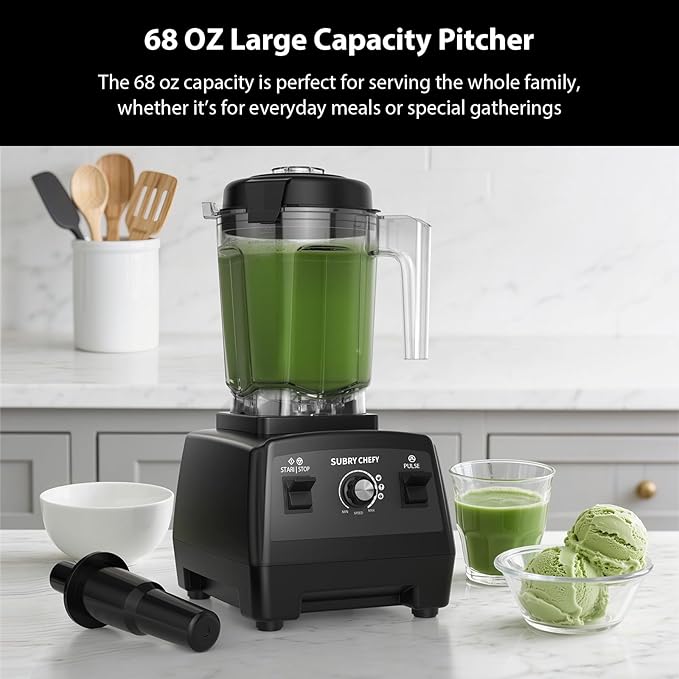 Countertop Blender Pro 2000W Professional High-Speed Blender with Powerful Brushless Motor 25-Speed 68oz Heavy Duty Kitchen Blender for Smoothies Ice Crushing &amp Food Prep Black