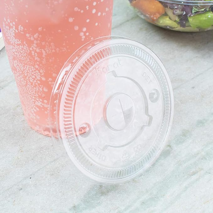 Karat C-KCL1045 PET Flat Lid Fits 32 oz 104.5mm Diameter PP/Paper Cold Cup (Pack of 600)