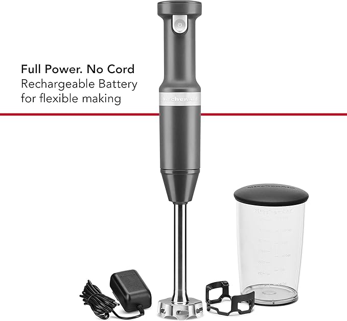 KitchenAid Cordless Variable Speed Hand Blender with Chopper and Whisk Attachment - KHBBV83