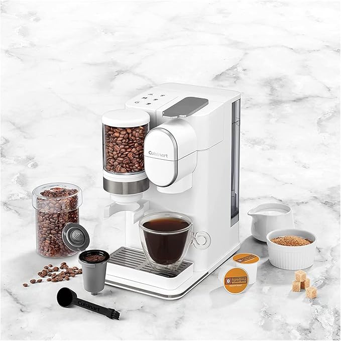 Cuisinart Single-Serve Coffee Maker + Coffee Grinder with 8 oz. 10 oz. and 12 oz. Serving Size Compatible with Single-Cup Pods 48-Ounce Removable Reservoir Stainless Steel DGB-2W