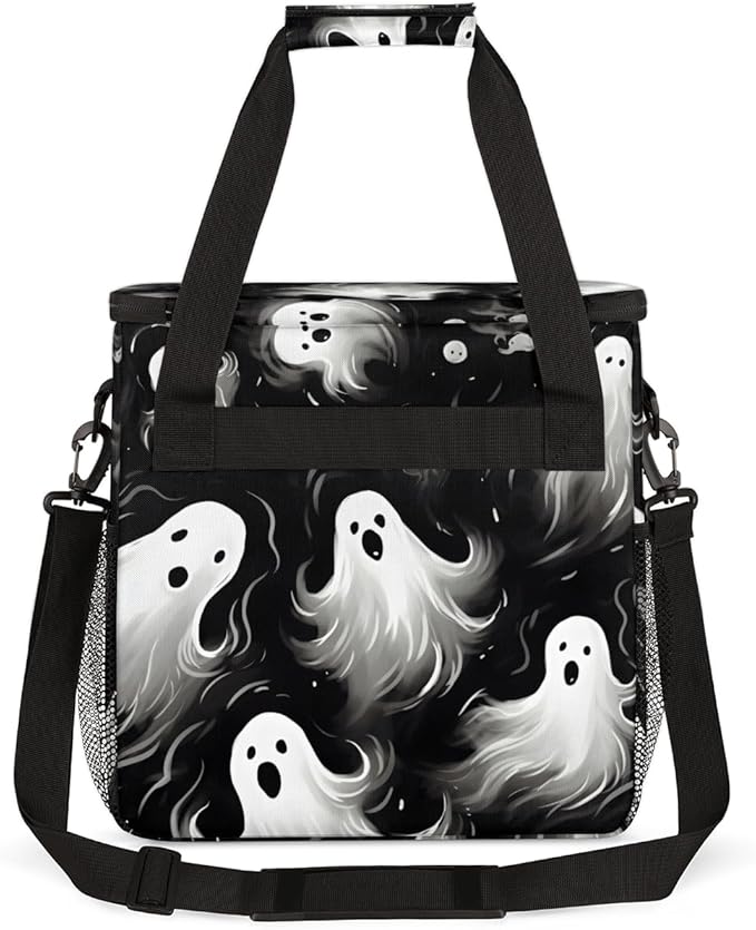 Spooky Ghosts Coffee Maker Carrying Bag Graffiti Ghosts Travel Storage Bag Compatible with K-Mini or K-Mini Plus Single Serve Coffee Brewer Carrying Case with Multiple Pockets &amp Shoulder Strap
