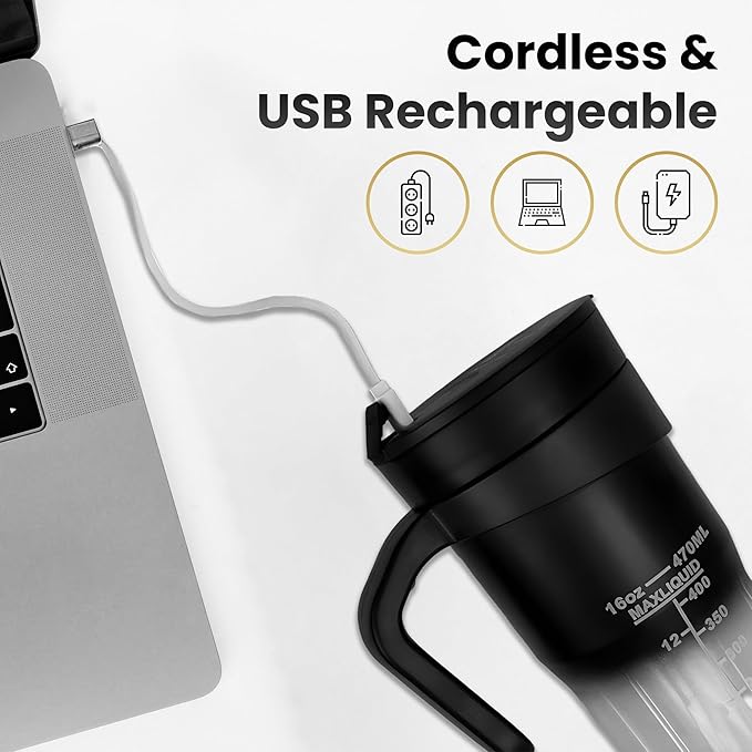 Cordless Portable Blender – USB Rechargeable Leakproof Lid Personal Smoothie Maker for Travel &amp Gym – Mini Electric Juicer for Fruits &amp Ice (Black and White)