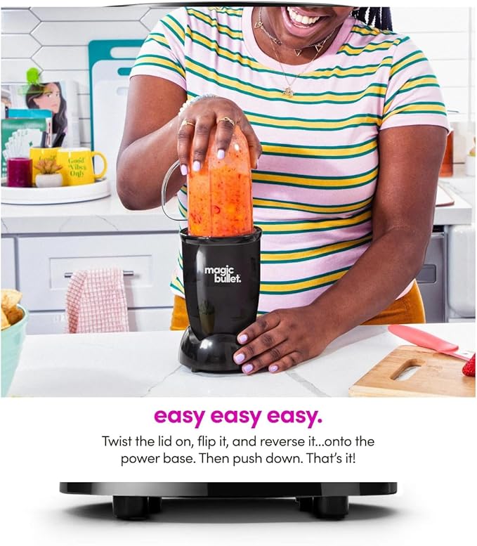 GYCO 4 Piece 250 W Personal Blender MBR-0401WM Portable Juice Blender Stainless Steel Cross Blades Mug with Handle Black