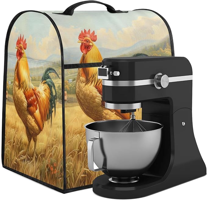 cfpolar Kitchen Aid Mixer Cover Compatible with 6-8 Quarts Rooster Farmhouse Animal Stand Mixer Cover Kitchen Aid Mixers Accessories Appliance Organizer Bag Dust Covers with Zipper Pocket