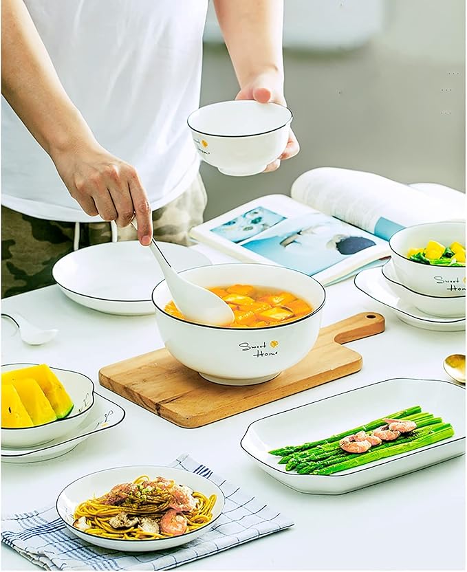 Dinnerware Set/Household Nordic Japanese-Style Simple Ceramic Dishes Dishes Dishes Tableware Tableware Set