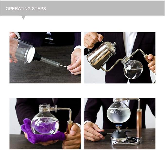 Siphon Coffee MakerTea Siphon Pot Vacuum Coffee Maker GlassCoffee Machine Filter Syphon Siphon Vacuum Coffee Maker 3-5 CupHigh Temperature Resistant Glass3
