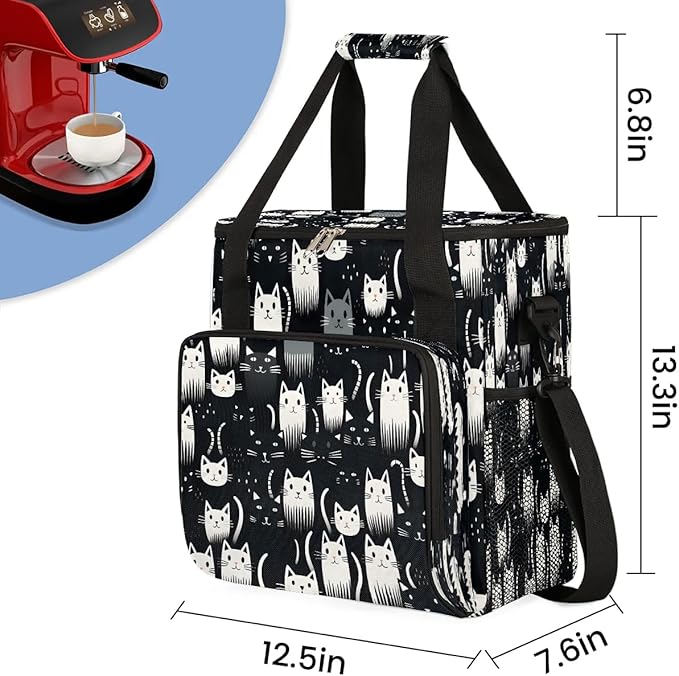 Cute Cat Face Coffee Maker Travel Bag for K-Mini or K-Mini Plus Single Serve Coffee Brewer Portable Storage Tote Case for Tarvel