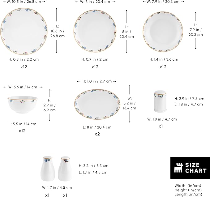 Karaca New Brillo 53-Piece Dinnerware Sets for 12 People Modern Design New Bone China Dinner Set Kitchen Set with Serving Plates Toothpick Holder