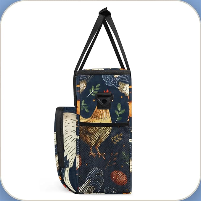 Chicken Egg Leaf Coffee Maker Travel Bag for Keurig K-Mini/K-Mini Plus Insulated Waterproof Tote with Pockets for K-Cup Portable Single-Serve Brewer Case