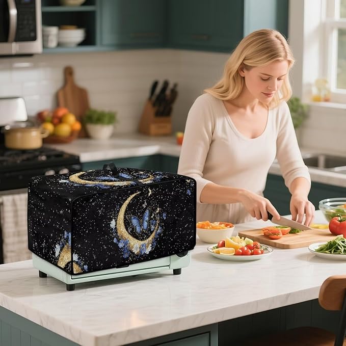 Dust-proof Toaster Oven Heat-Resistant Air Fryer Microwave Cover with Top Handle Side Protects Elevate Kitchen Style While Protecting Appliances Butterfly Moon Stars