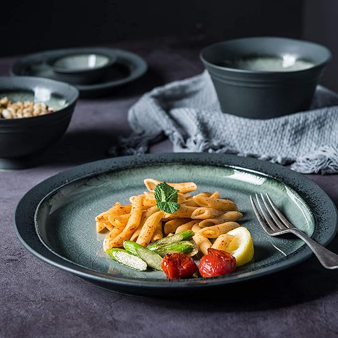 Dinnerware Sets - Luxury Gift Dishes Service Set Porcelain Dinnerware Sets 32 Pieces Retro Ice Glaze Ceramics Dinner Combination Set | Cereals Bowls and Steak Plates Sets