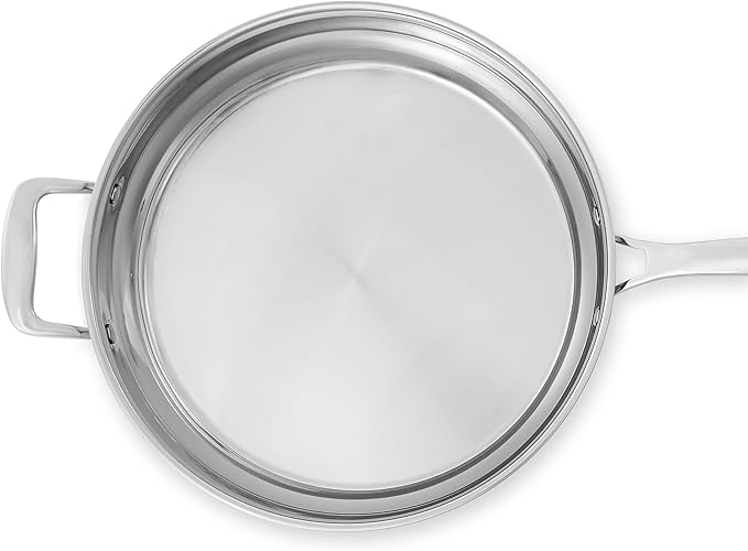 Amazon Basics Stainless Steel Cookware 11-Piece Set Oven Safe Induction-Ready Even Heating Non Toxic Stay-Cool Handles Pots and Pans All Stovetops Glass Lids Silver