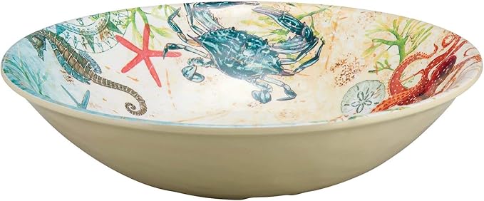 UPware 12 Piece Crab Melamine Dinnerware Sets Outdoor Dishes Set Plates and Bowls Sets Service for 4 Multicolor