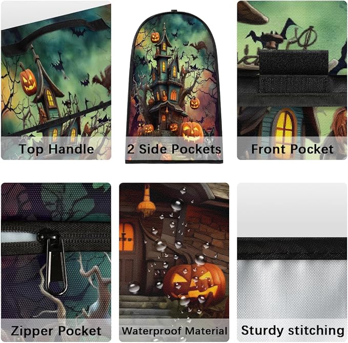 cfpolar Kitchen Aid Mixer Cover Compatible with 6-8 Quarts Halloween Pumpkins Castle Bats Stand Mixer Cover Kitchen Aid Mixers Accessories Appliance Organizer Bag Dust Covers with Zipper Pocket