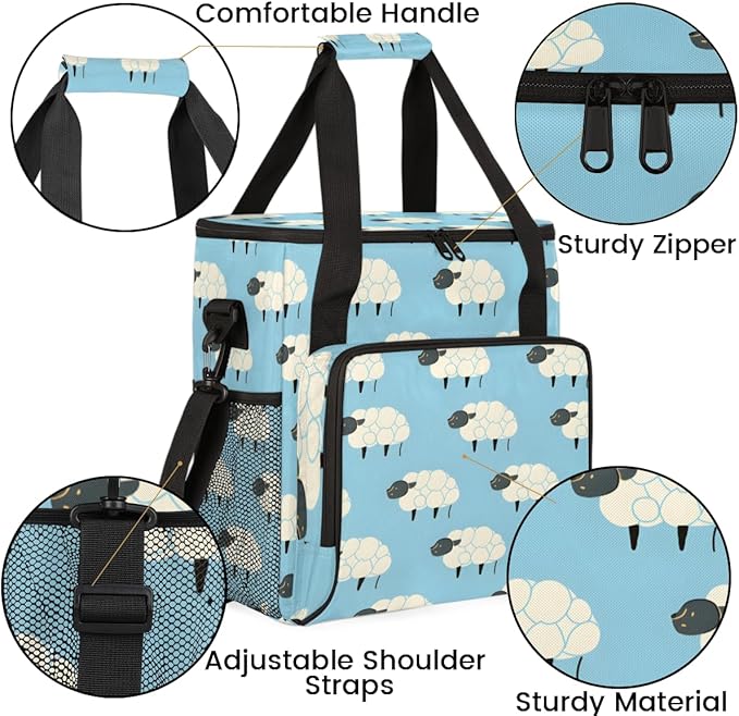 Black Sheep Coffee Maker Carrying Bag Cartoon Sheep Travel Storage Bag Compatible with K-Mini or K-Mini Plus Single Serve Coffee Brewer Carrying Case with Multiple Pockets &amp Shoulder Strap
