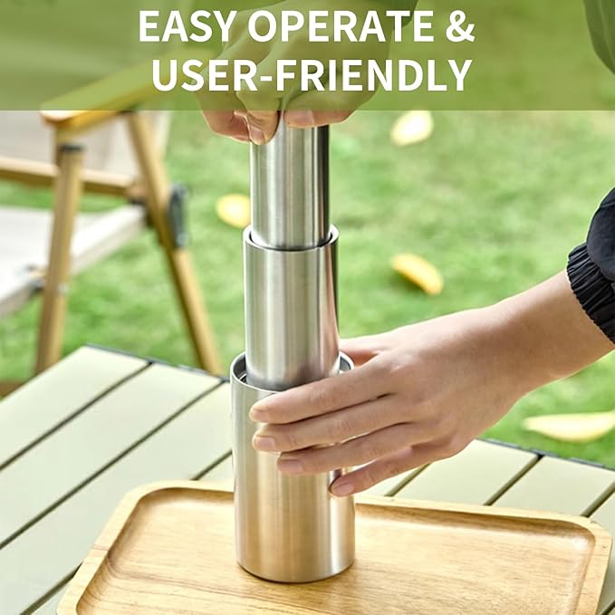 Coffee Press 304 Stainless Steel French Press Coffee Maker 3 in 1 Manual Espresso Machine Portable Travel Coffee Press Kit for Ground Coffee Hand Press Coffee Maker for Camping
